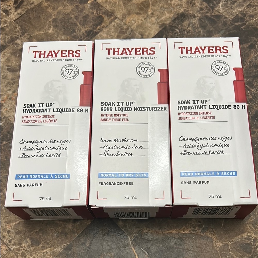 🆕 NEW Lot of Three Thayers Hydrating Liquid Moisturizer fragrance free